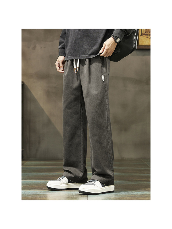 好货裤子男秋冬纯棉宽松直筒休闲百搭简约工装裤新款