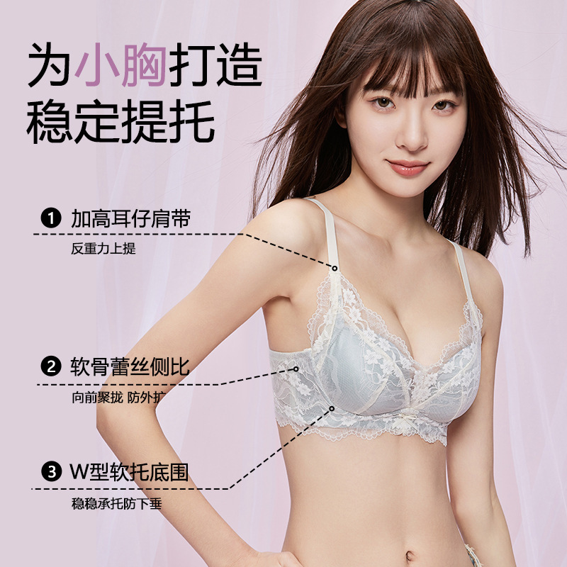 2025法式性感蕾丝内衣女小胸聚拢胸罩收副乳防下垂调整型纯欲文胸