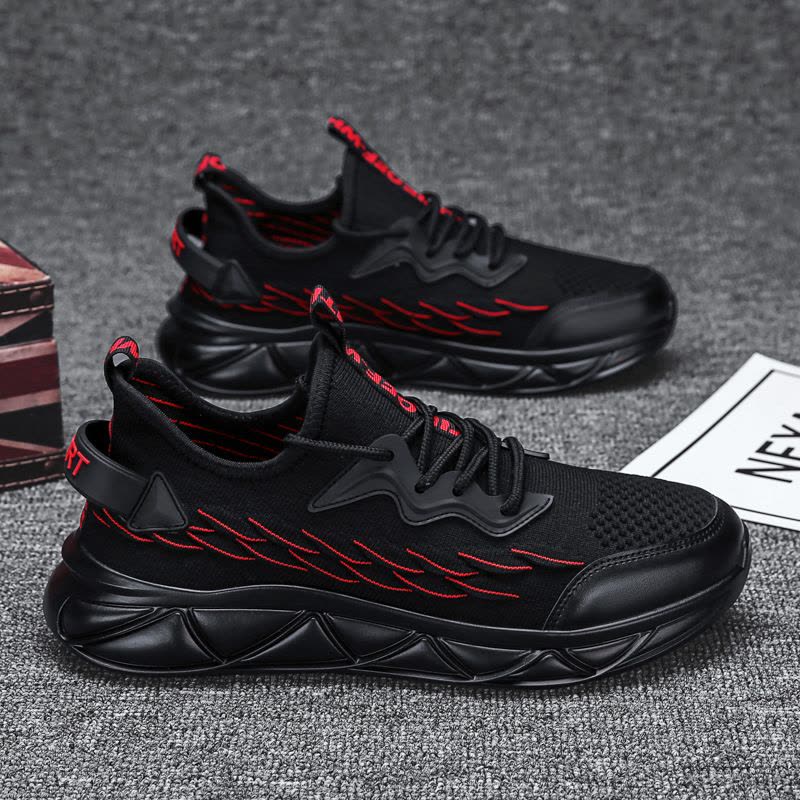 Ceba街头日常飞织透气休闲鞋2022春季男鞋个性鱼鳞片运动鞋青年椰子鞋图片