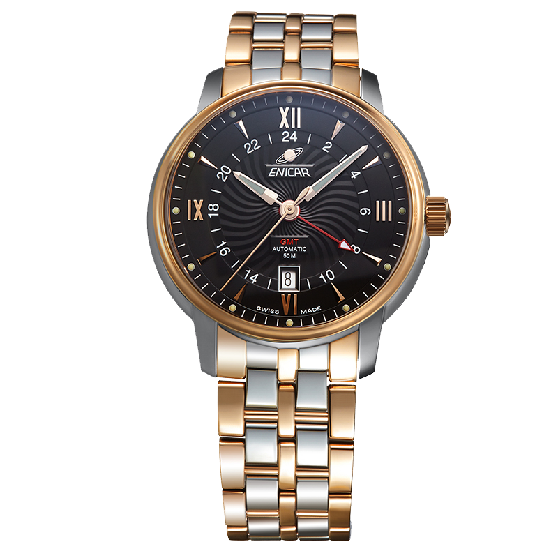 英纳格enicar经典系列时尚简约休闲商务钢带自动机械男士手表