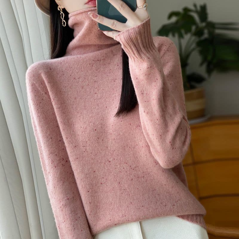 堆堆领点纱羊毛衫女秋冬新款亲肤保暖针织毛衣宽松百搭打底衫上衣图片