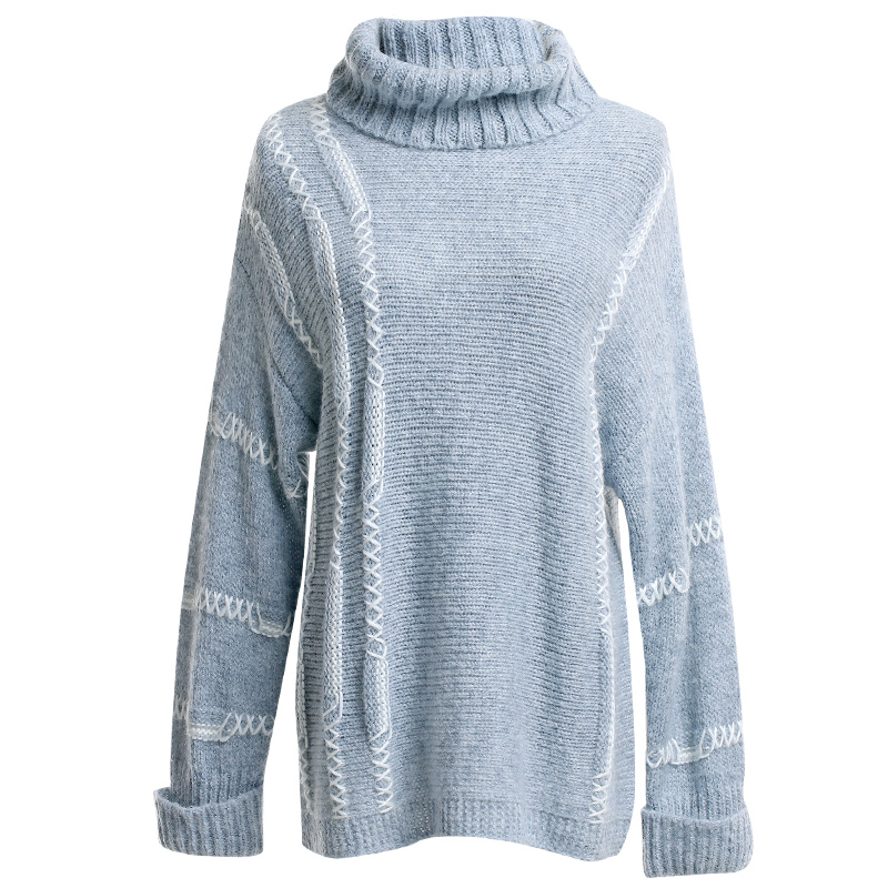 欧昵雪秋冬季外穿宽松慵懒风毛衣女长袖套头高领毛针织衫q