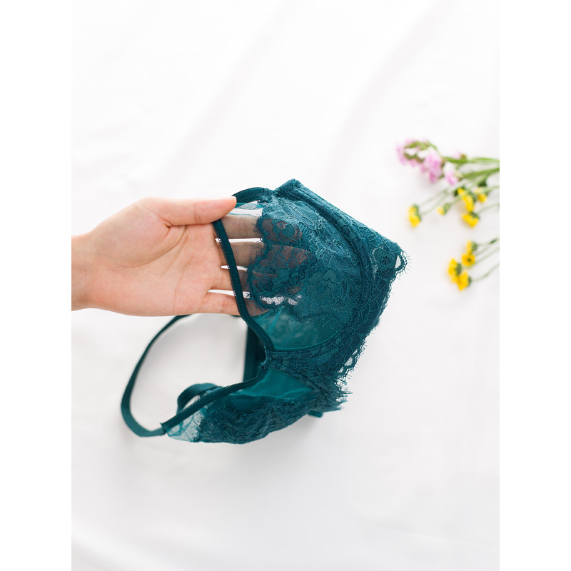 千奈美qiannaimei薄款内衣女超薄款透气性感蕾丝透明胸罩无海绵聚拢