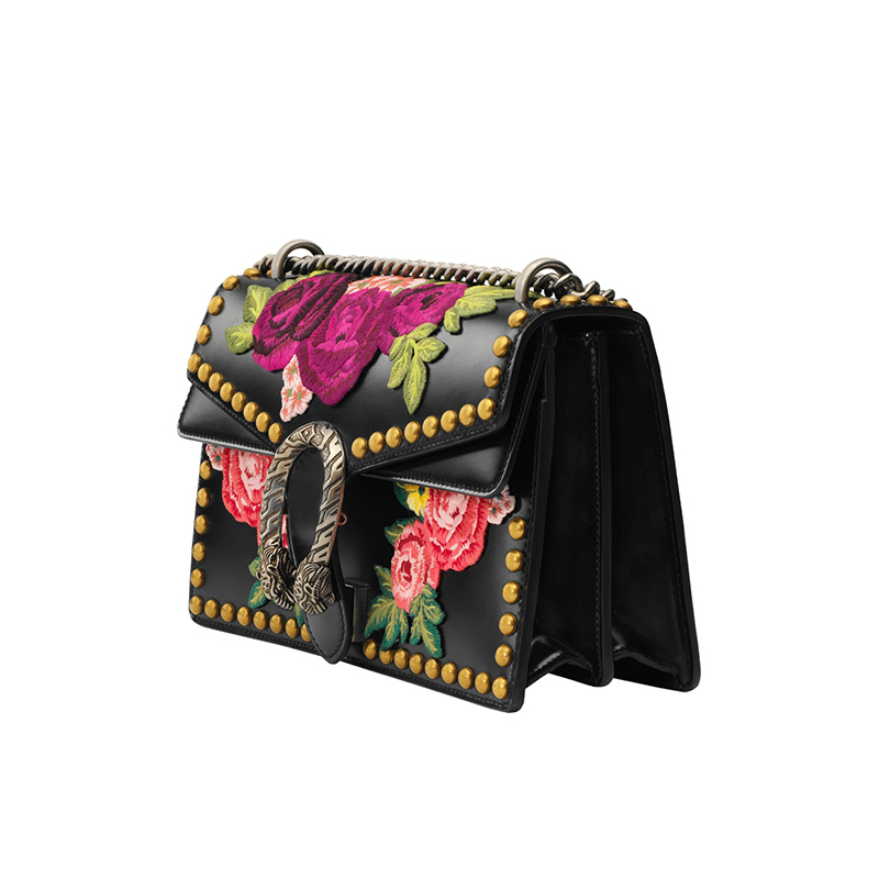 gucci古驰dionysus系列女士牛皮革新款饰贴绣中国风虎头扣酒神包