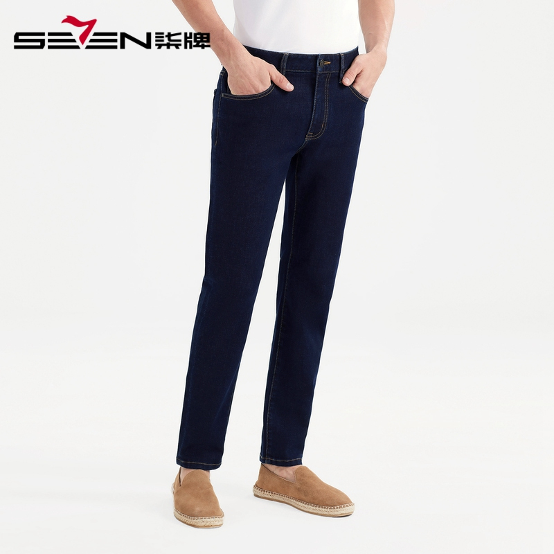 柒牌SEVEN男装2020春季弹力修身牛仔裤舒适修身直筒裤男士商务长裤