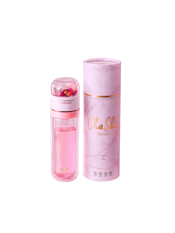 物生物(RELEA)便携茶水分离泡茶杯双层玻璃杯过滤学生女大容量随手水杯子