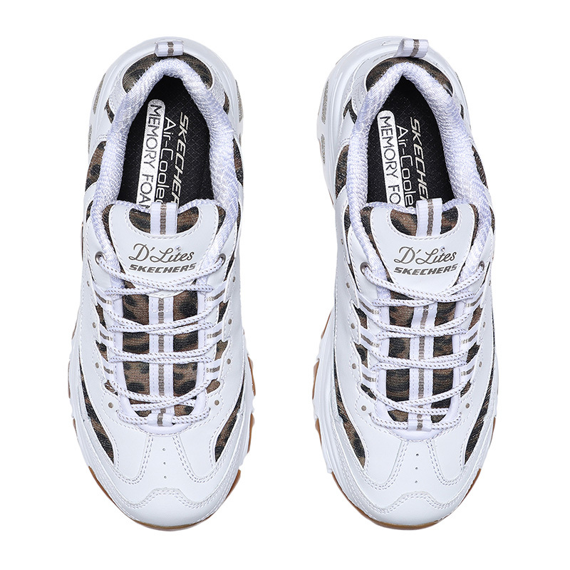 Skechers斯凯奇女鞋休闲鞋豹纹熊猫鞋时尚老爹鞋运动鞋13158