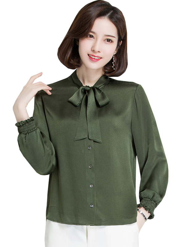 恒源祥女士桑蚕丝衬衫2020夏装款时尚百搭桑蚕丝长袖上衣