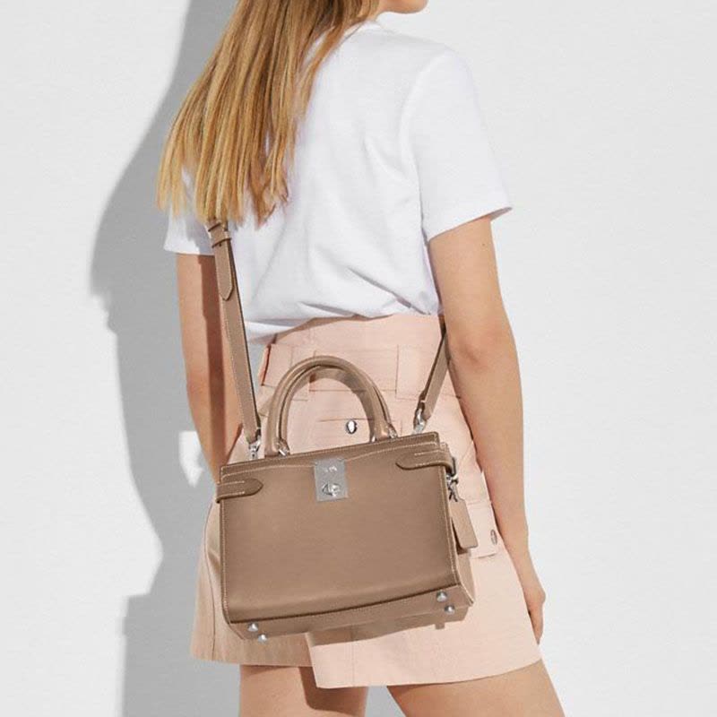 预订COACH HUTTON 手提单肩包 通勤手拎椭圆扣光面皮 608图片