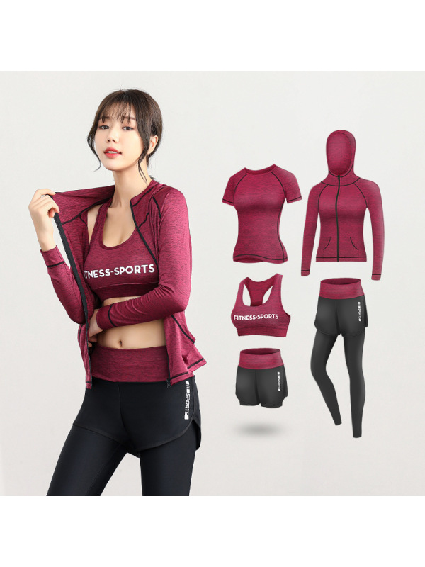 CeenBulled运动套装暴汗服女健身房春季跑步休闲速干五件套初学者时尚瑜伽服