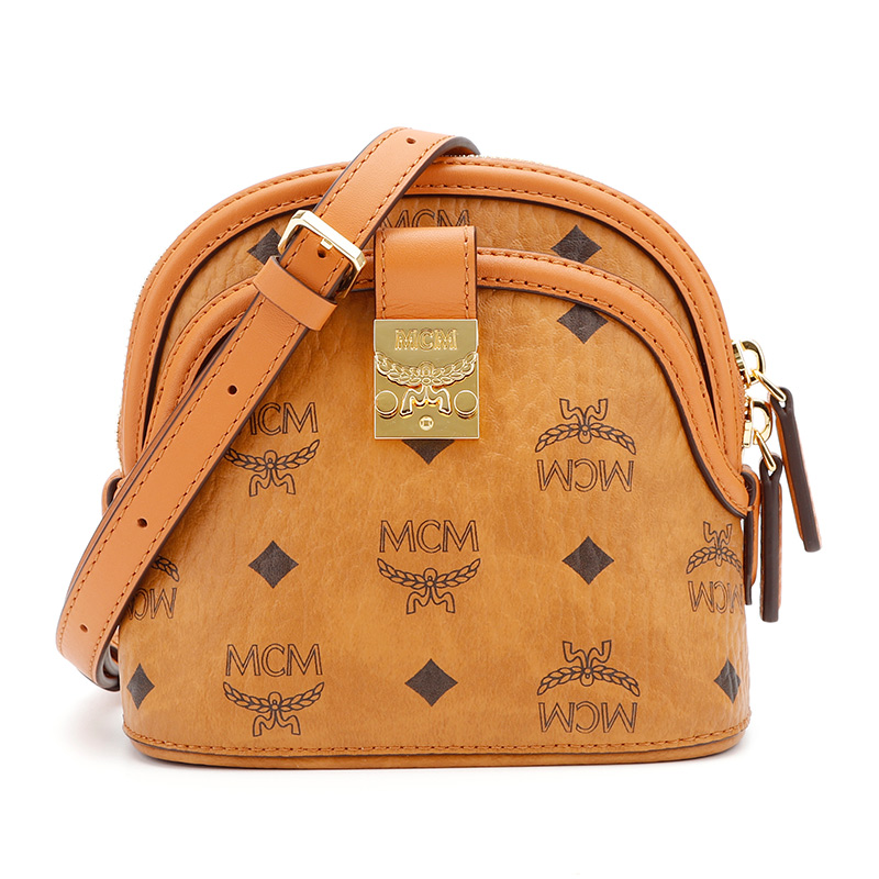 mcm奢侈品女士新款annavisetos系列干邑色人造革迷你手提单肩斜挎包