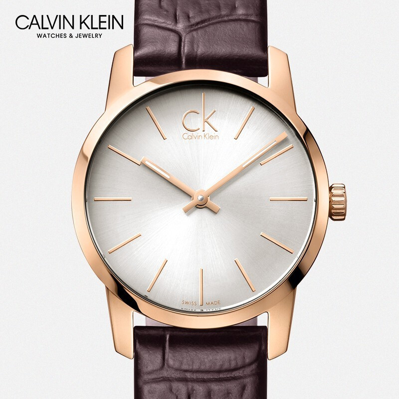 CK手表卡文克莱（Calvin Klein）城市系列腕表石英手表情侣款夜光玫瑰金表圈对表瑞士机芯