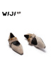 WIJI秋冬季新款时尚尖头V型鞋口平底鞋个性低帮单鞋优雅女鞋子潮