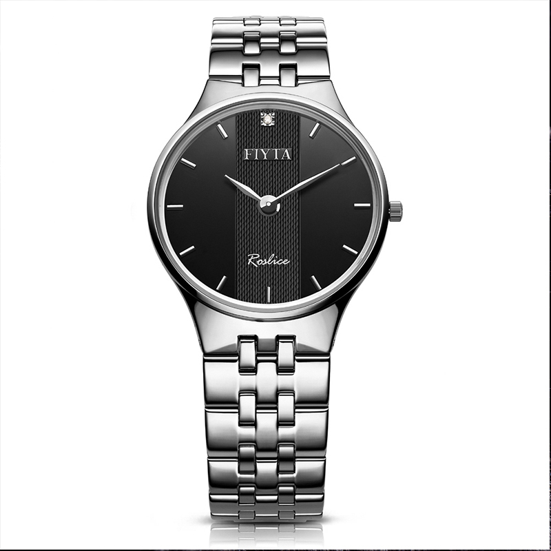 飞亚达fiyta手表男卓雅系列男士石英表经典百搭黑盘钢带g1246wbwd