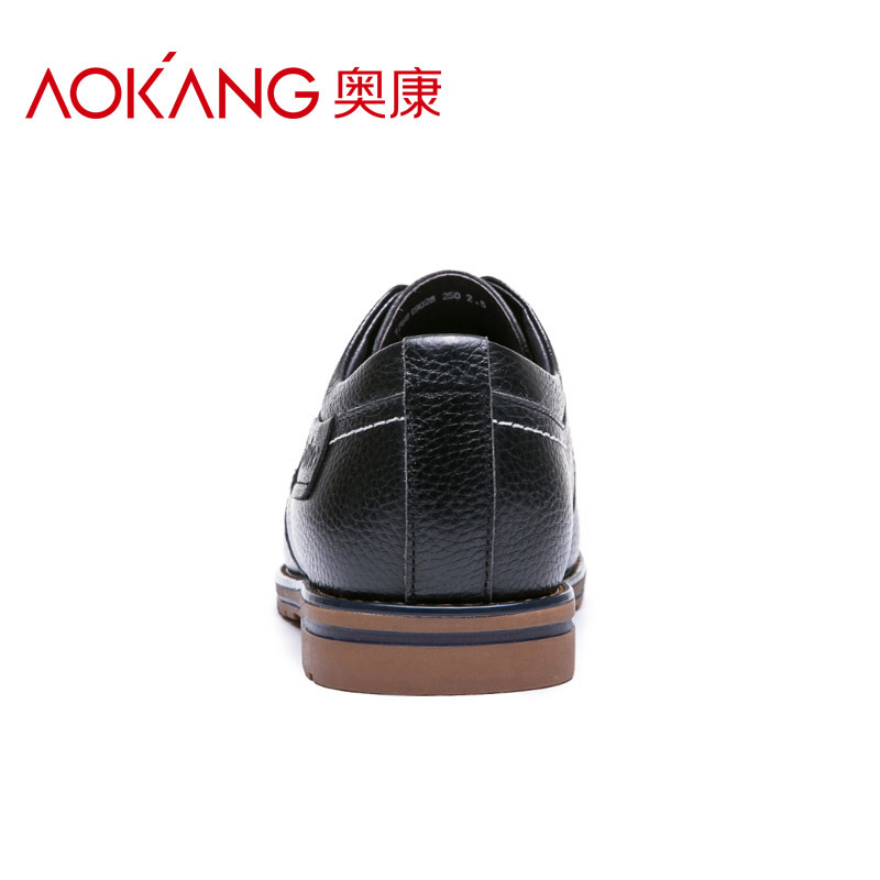 奥康(AOKANG)男鞋加绒棉鞋男冬季保暖加绒英伦商务休闲皮鞋
