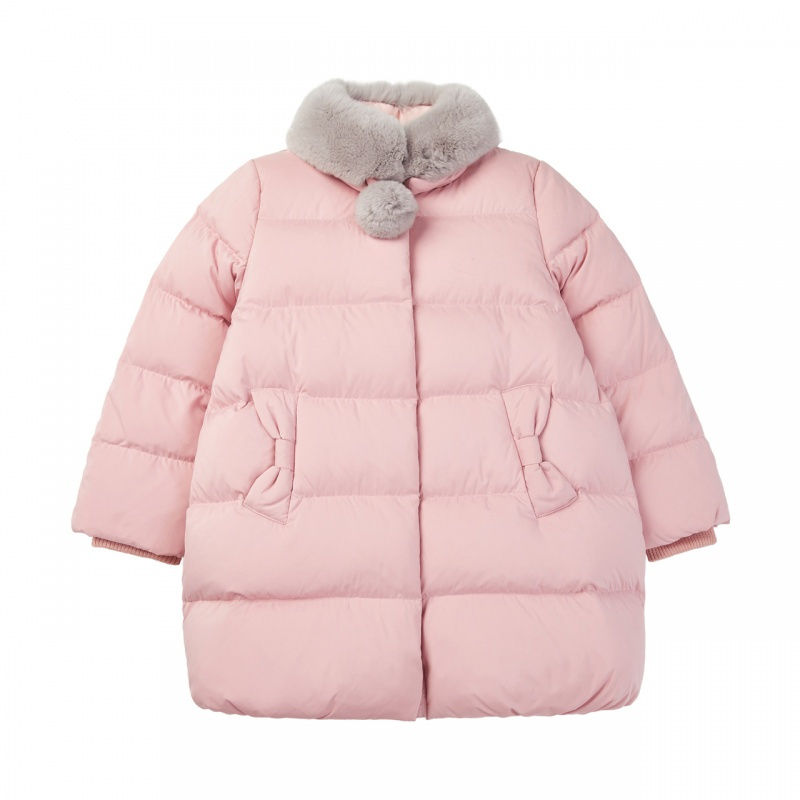 波司登bosideng童装2018新款女儿童獭兔毛保暖蝴蝶结口袋羽绒服t8014