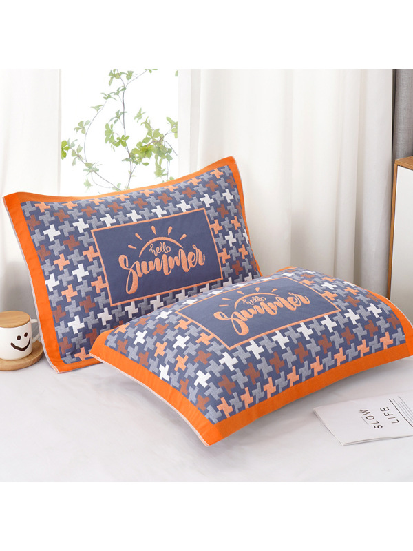 Ceba纯棉纱布枕巾五层成人枕头巾红色结婚用厂家不毛不色