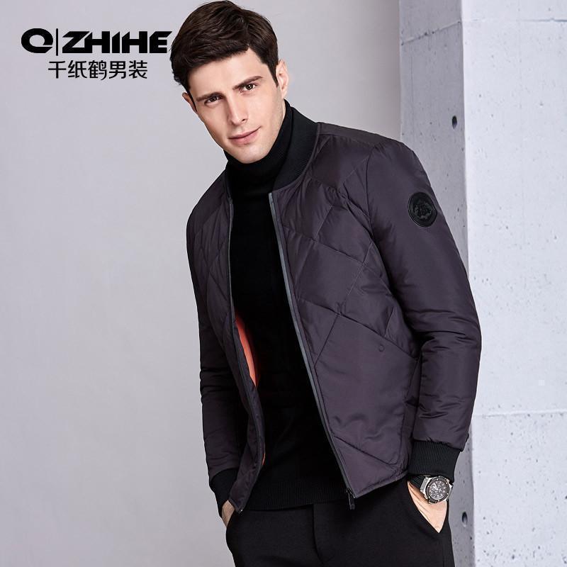 千纸鹤 轻薄羽绒服男2018冬季新款时尚保暖短款外套青年休闲上衣3581