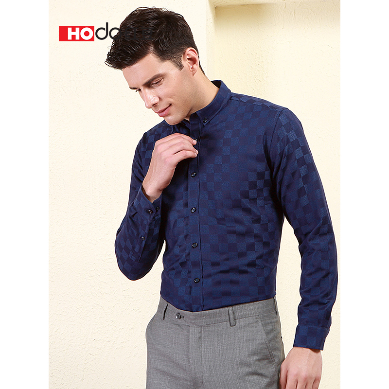 hodo红豆男装冬季男士保暖衬衫商务休闲气质加绒加厚宽松舒适长袖衬衫