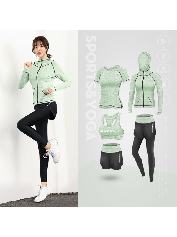 CeenBulled运动套装暴汗服女健身房春季跑步休闲速干五件套初学者时尚瑜伽服