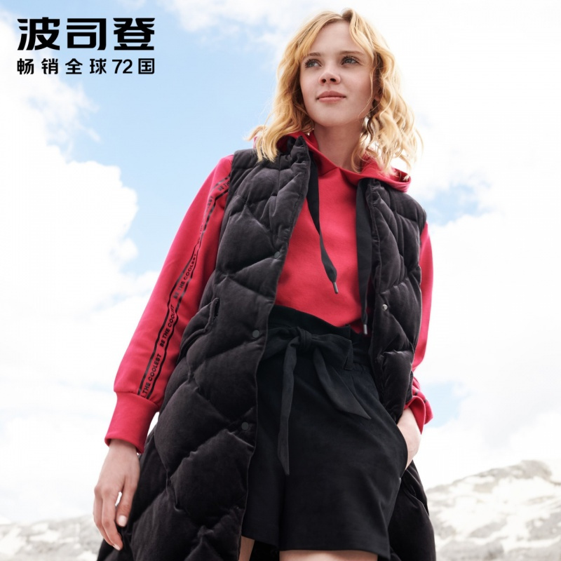 波司登鹅绒马甲女中长款冬季厚款羽绒马夹女士丝绒外套
