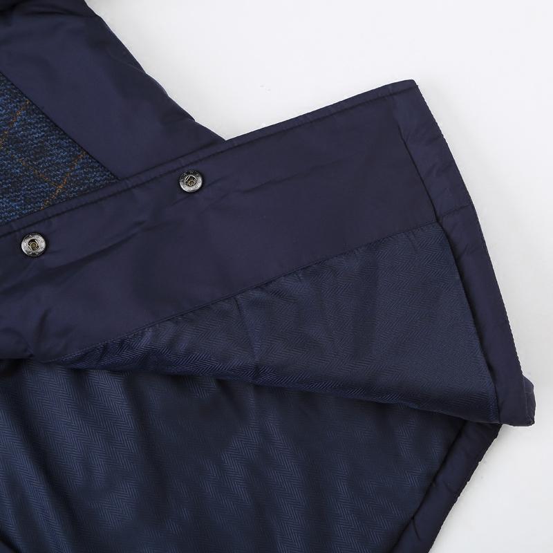 Edenbo/爱登堡棉服男 青年冬季中长款蓝色格子棉服时尚都市男外套