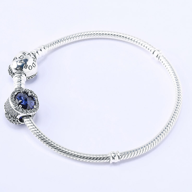 PANDORA潘多拉925银手链 蓝色雪花串珠成品手链套装