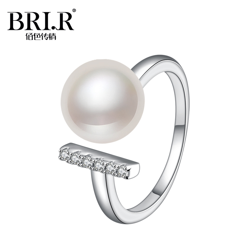 佰色传情(BRIR) S925银镶淡水珍珠戒指银戒指