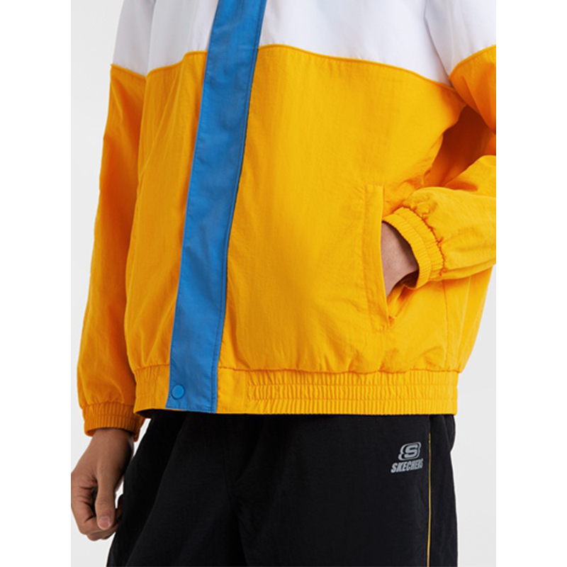 skechers斯凯奇男子撞色拼接梭织休闲外套黄子韬同款 SMAMS19D015