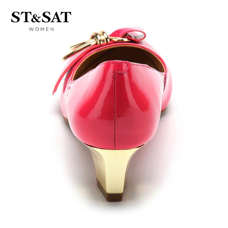 星期六ST&SAT漆面牛皮尖头中跟套脚金属浅口单鞋女SS43111147图片