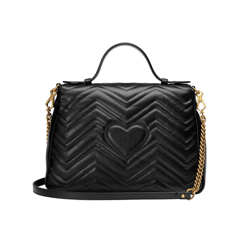 GUCCI 古驰 gucci女包 女士黑色金属双G单肩标斜挎包498109DTDIT1000