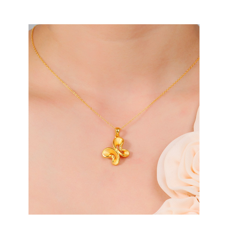 黄金吊坠女金吊坠足金999纯金小吊坠项链挂坠3d硬金 足金小蝴蝶吊坠