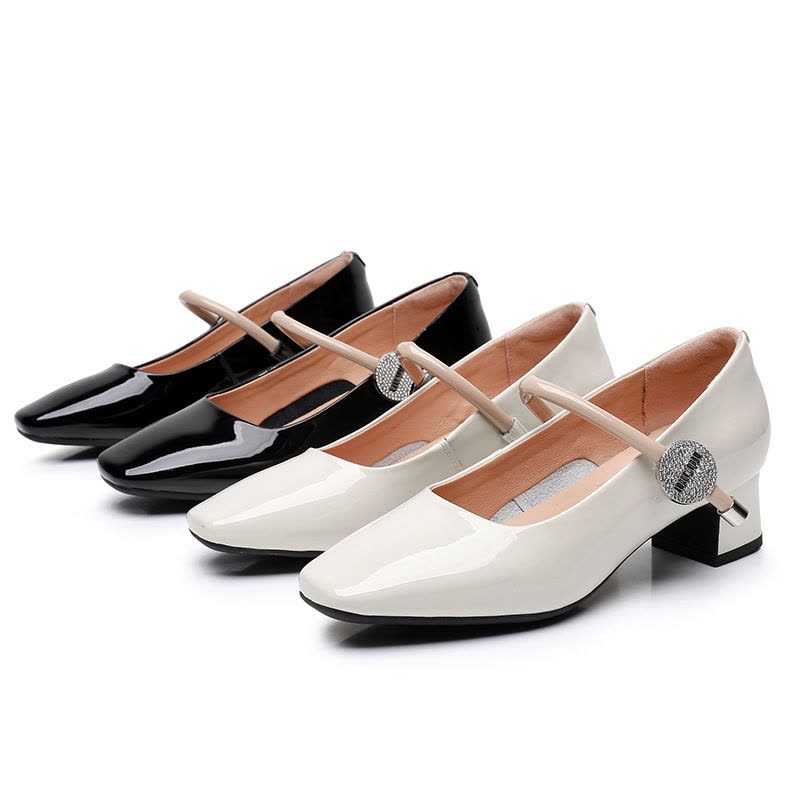 2025春秋季气质中跟真皮单鞋31小码时尚女鞋舒适感不累脚职业女鞋图片