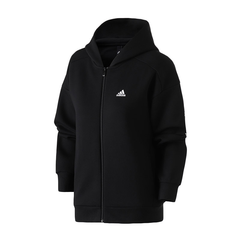 【自营】adidas女服夹克外套针织连帽休闲运动服DV0780 L DV0780黑色