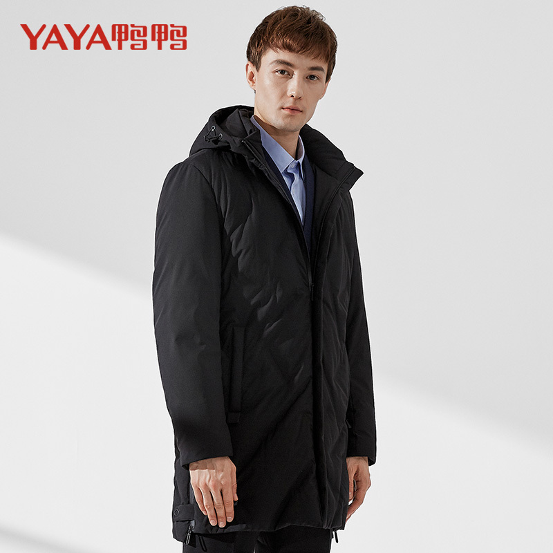 鸭鸭 新品中长款羽绒服男装时尚连帽保暖冬季外套A-58314