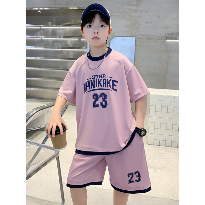 男童夏装套装大童夏款2025新款儿童男孩夏季短袖运动服帅气时髦潮