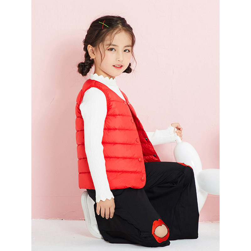 千仞岗2019新品童装羽绒马甲纯色甜美轻薄羽绒服239800