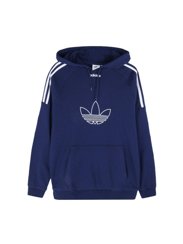 ADIDAS阿迪达斯三叶男子长袖连帽上衣休闲套头衫卫衣DU8206