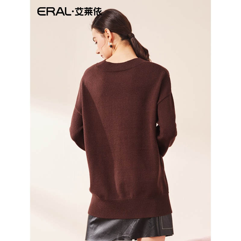ERAL/艾莱依2018秋冬新圆领短款套头针织衫女601821071