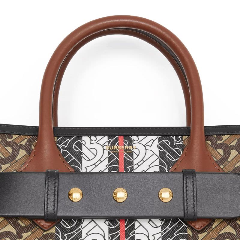 预售 博柏利 BURBERRY Belt 通勤手拎小号 字母印字标TB LOGO织物 女士手提包 8019351金扣图片