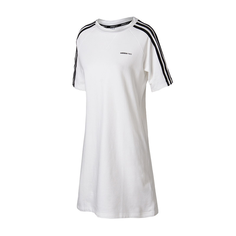 【自营】adidas阿迪达斯NEO女子连衣裙短袖T恤休闲运动服CV7349 L CV7349白色