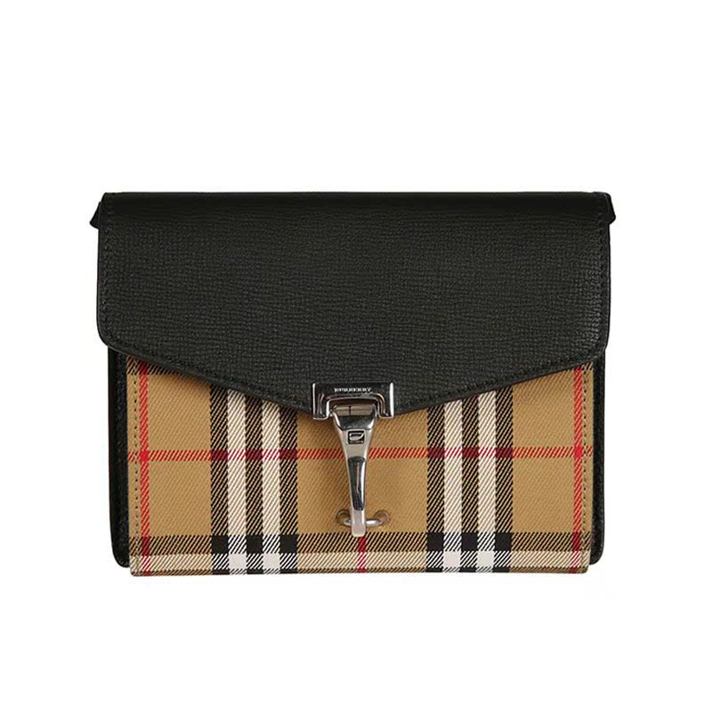 博柏利Burberry/巴宝莉 女包 织物拼皮格纹 单肩斜挎包 翻盖包 4079965图片