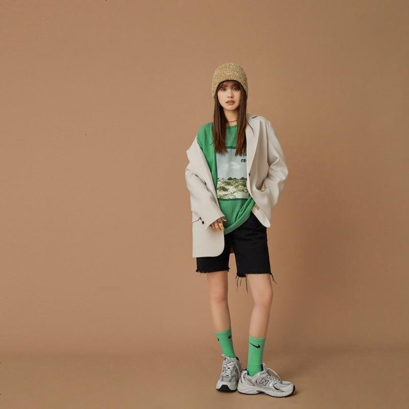 OtherMix设计感西装绿环保系列2021年新款春季气质休闲西服外套女