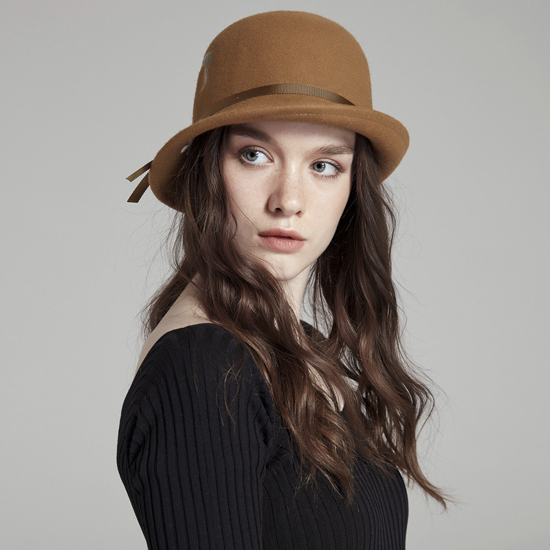 williamkate威廉凯特新潮羽毛圆顶羊毛英伦复古礼帽