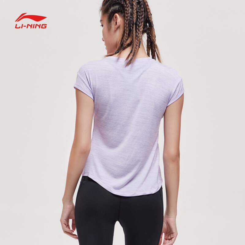 李宁lining运动女款训练系列快干凉爽圆领短袖t恤atsp094