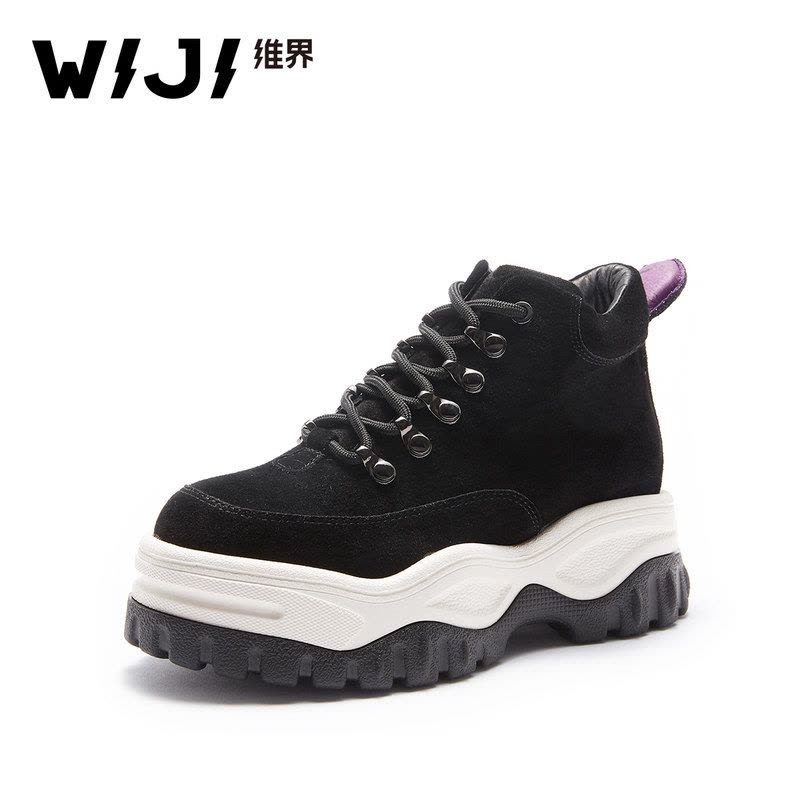 WIJI冬季新款时尚街头高帮鞋休闲个性欧美潮流厚底透气舒适女鞋女图片
