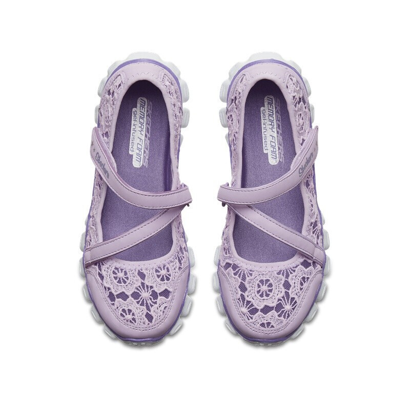 skechers斯凯奇童鞋新款玛丽珍休闲鞋女童蕾丝布凉鞋996461l