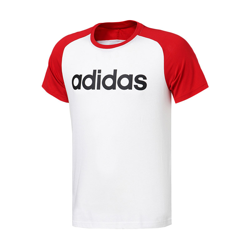自营adidas阿迪达斯neo男子短袖t恤休闲运动服cv9314lcv9314浅猩红白
