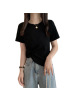 设计感不规则下摆短袖T恤女夏短款打底衫女休闲纯色上衣女装