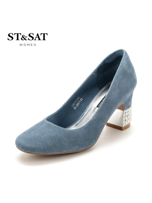 St&Sat/星期六商场同款浅口圆头粗高跟女单鞋SS81111161